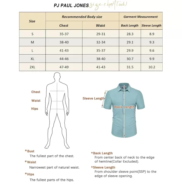 PJ PAUL JONES Mens Short Sleeve Button Down Shirts Wrinkle Free Stretch Dress Shirts for Men Casual Formal Shirt