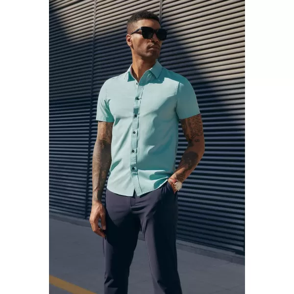 PJ PAUL JONES Mens Short Sleeve Button Down Shirts Wrinkle Free Stretch Dress Shirts for Men Casual Formal Shirt