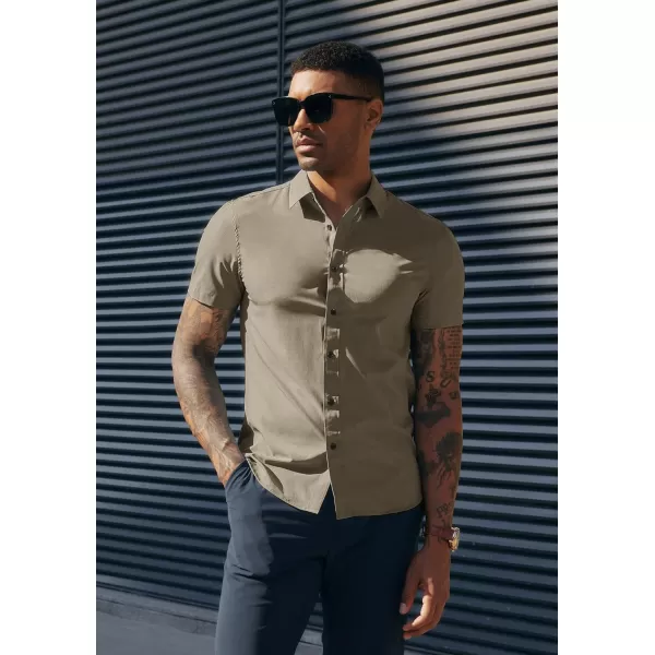 PJ PAUL JONES Mens Short Sleeve Button Down Shirts Wrinkle Free Stretch Dress Shirts for Men Casual Formal Shirt