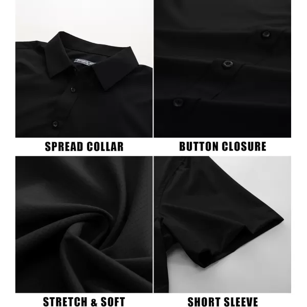 PJ PAUL JONES Mens Short Sleeve Button Down Shirts Wrinkle Free Stretch Dress Shirts for Men Casual Formal Shirt