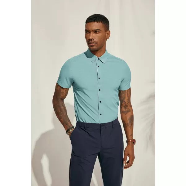 PJ PAUL JONES Mens Short Sleeve Button Down Shirts Wrinkle Free Stretch Dress Shirts for Men Casual Formal Shirt