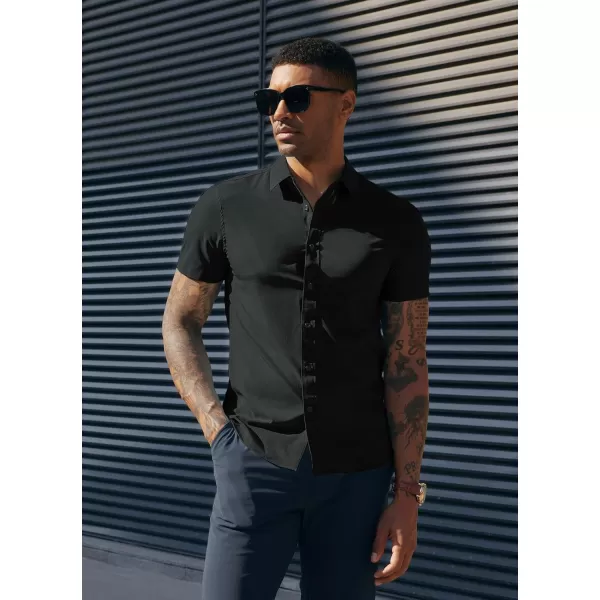 PJ PAUL JONES Mens Short Sleeve Button Down Shirts Wrinkle Free Stretch Dress Shirts for Men Casual Formal Shirt