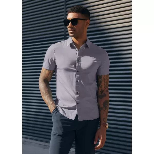 PJ PAUL JONES Mens Short Sleeve Button Down Shirts Wrinkle Free Stretch Dress Shirts for Men Casual Formal Shirt
