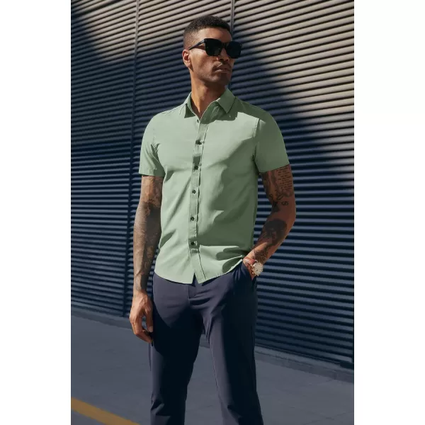 PJ PAUL JONES Mens Short Sleeve Button Down Shirts Wrinkle Free Stretch Dress Shirts for Men Casual Formal Shirt