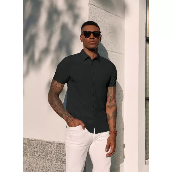 PJ PAUL JONES Mens Short Sleeve Button Down Shirts Wrinkle Free Stretch Dress Shirts for Men Casual Formal Shirt