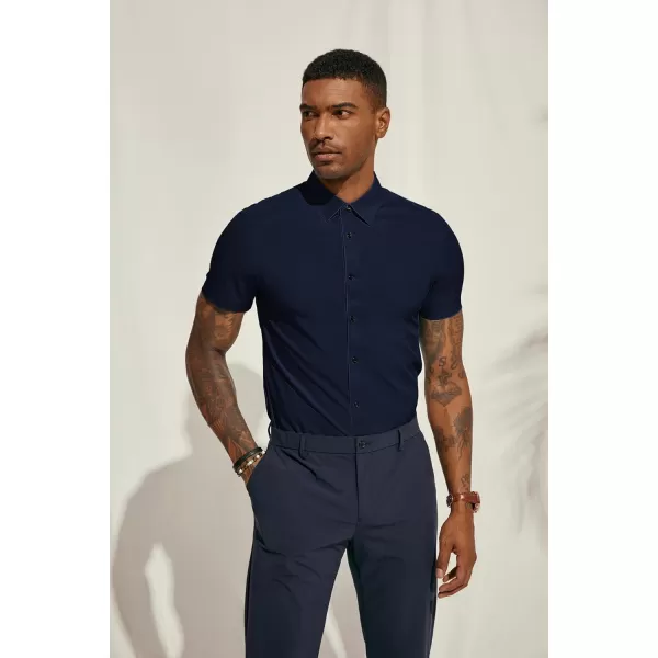 PJ PAUL JONES Mens Short Sleeve Button Down Shirts Wrinkle Free Stretch Dress Shirts for Men Casual Formal Shirt