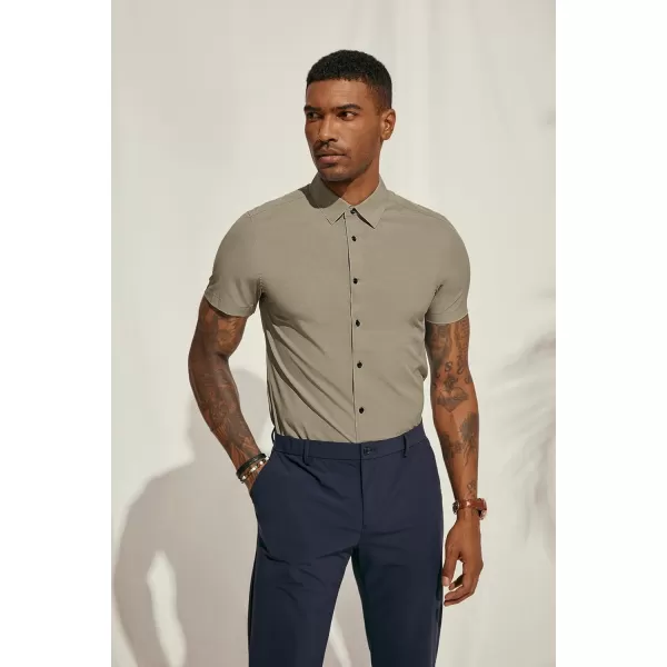 PJ PAUL JONES Mens Short Sleeve Button Down Shirts Wrinkle Free Stretch Dress Shirts for Men Casual Formal Shirt