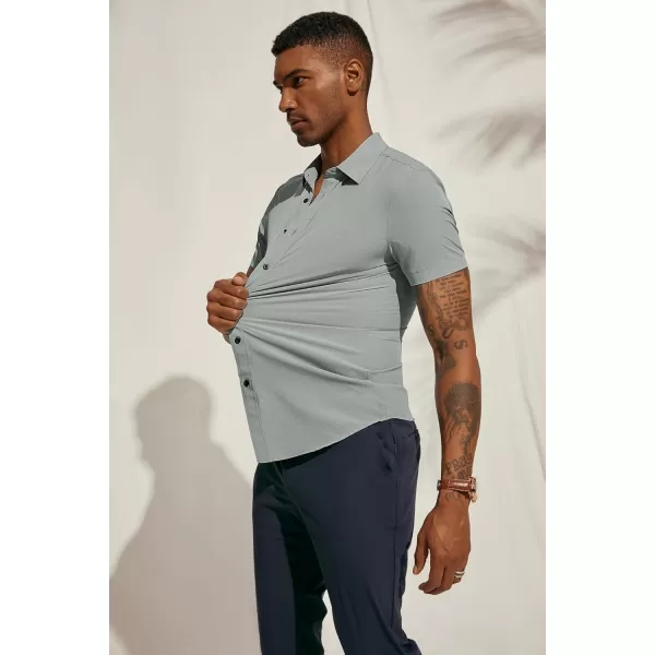 PJ PAUL JONES Mens Short Sleeve Button Down Shirts Wrinkle Free Stretch Dress Shirts for Men Casual Formal Shirt