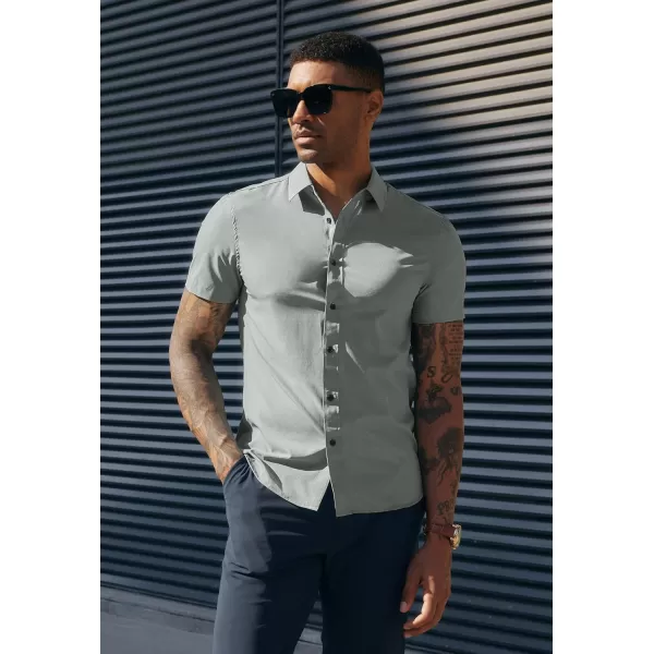 PJ PAUL JONES Mens Short Sleeve Button Down Shirts Wrinkle Free Stretch Dress Shirts for Men Casual Formal Shirt