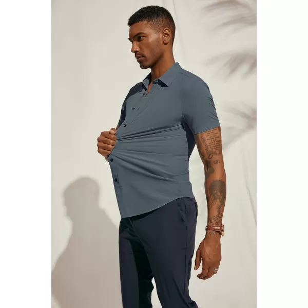 PJ PAUL JONES Mens Short Sleeve Button Down Shirts Wrinkle Free Stretch Dress Shirts for Men Casual Formal Shirt