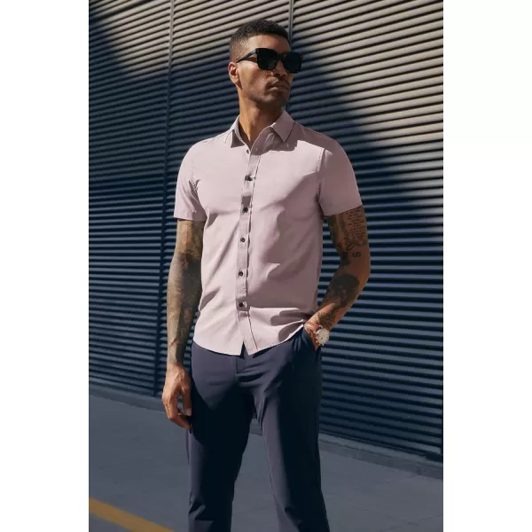 PJ PAUL JONES Mens Short Sleeve Button Down Shirts Wrinkle Free Stretch Dress Shirts for Men Casual Formal Shirt