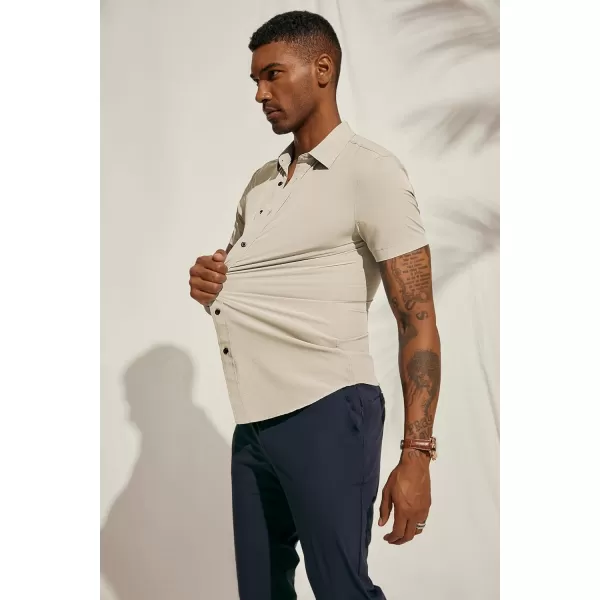 PJ PAUL JONES Mens Short Sleeve Button Down Shirts Wrinkle Free Stretch Dress Shirts for Men Casual Formal Shirt