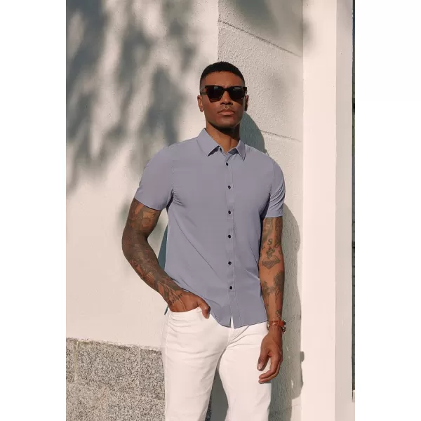 PJ PAUL JONES Mens Short Sleeve Button Down Shirts Wrinkle Free Stretch Dress Shirts for Men Casual Formal Shirt