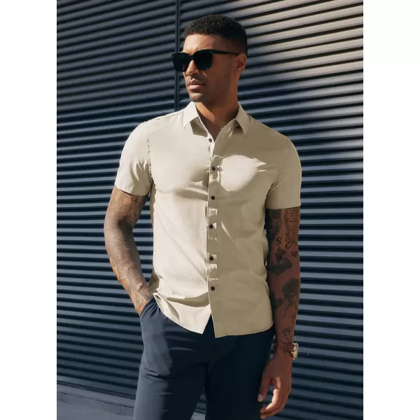 PJ PAUL JONES Mens Short Sleeve Button Down Shirts Wrinkle Free Stretch Dress Shirts for Men Casual Formal Shirt