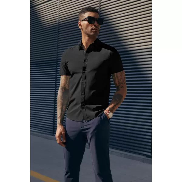 PJ PAUL JONES Mens Short Sleeve Button Down Shirts Wrinkle Free Stretch Dress Shirts for Men Casual Formal Shirt