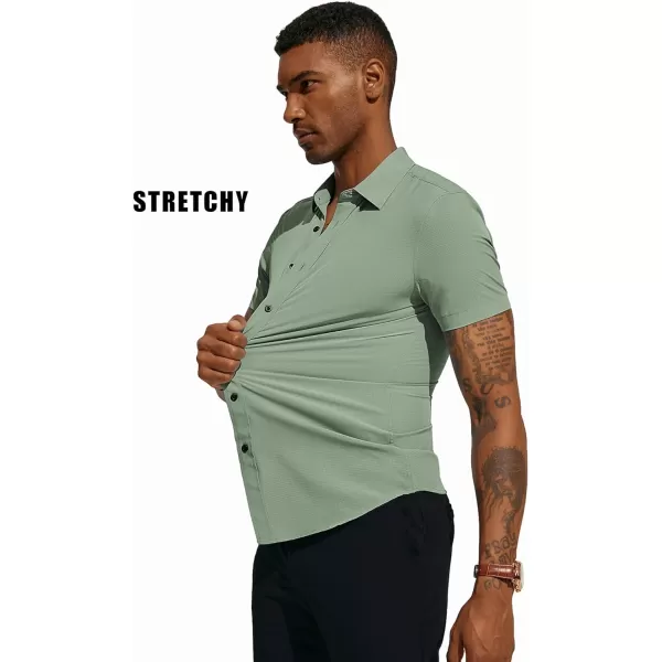 PJ PAUL JONES Mens Short Sleeve Button Down Shirts Wrinkle Free Stretch Dress Shirts for Men Casual Formal Shirt