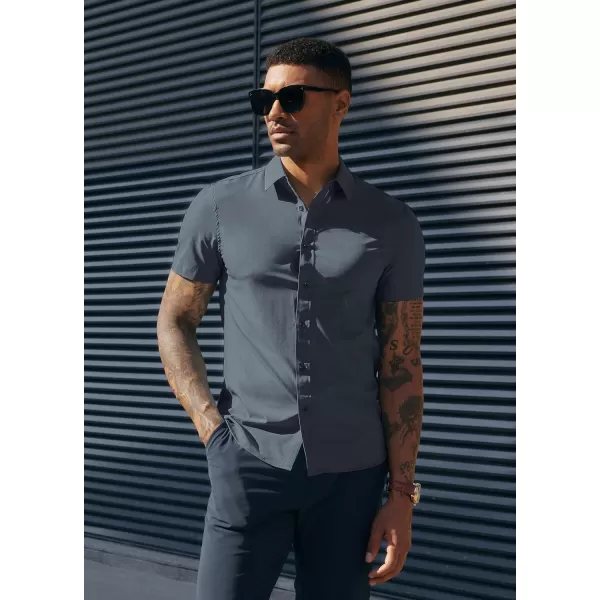 PJ PAUL JONES Mens Short Sleeve Button Down Shirts Wrinkle Free Stretch Dress Shirts for Men Casual Formal Shirt