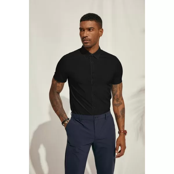 PJ PAUL JONES Mens Short Sleeve Button Down Shirts Wrinkle Free Stretch Dress Shirts for Men Casual Formal Shirt
