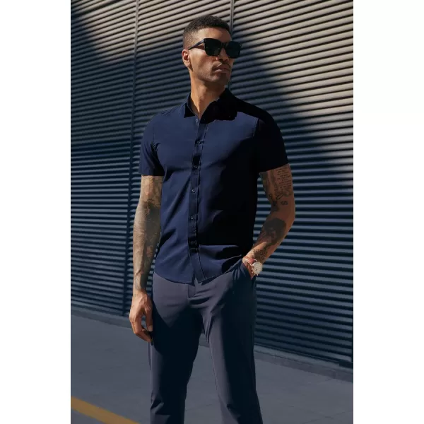 PJ PAUL JONES Mens Short Sleeve Button Down Shirts Wrinkle Free Stretch Dress Shirts for Men Casual Formal Shirt
