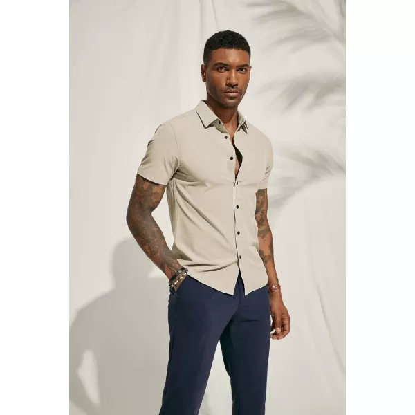 PJ PAUL JONES Mens Short Sleeve Button Down Shirts Wrinkle Free Stretch Dress Shirts for Men Casual Formal Shirt