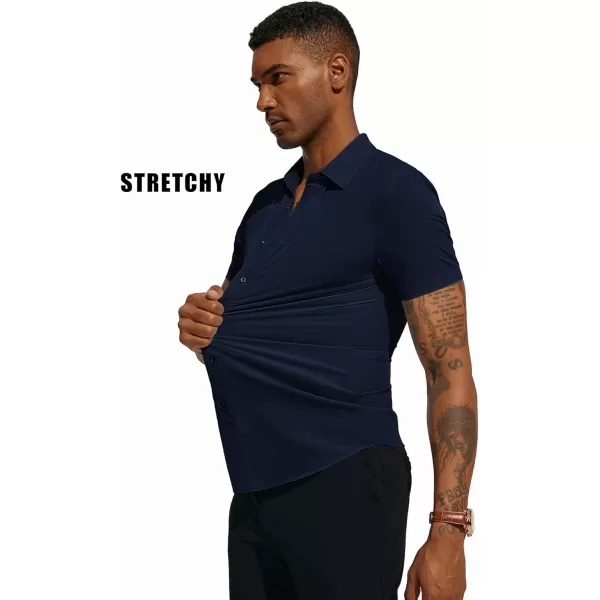 PJ PAUL JONES Mens Short Sleeve Button Down Shirts Wrinkle Free Stretch Dress Shirts for Men Casual Formal Shirt