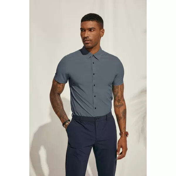 PJ PAUL JONES Mens Short Sleeve Button Down Shirts Wrinkle Free Stretch Dress Shirts for Men Casual Formal Shirt