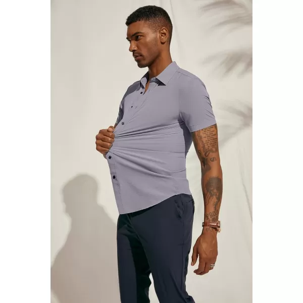 PJ PAUL JONES Mens Short Sleeve Button Down Shirts Wrinkle Free Stretch Dress Shirts for Men Casual Formal Shirt