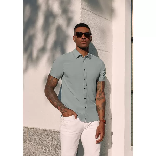 PJ PAUL JONES Mens Short Sleeve Button Down Shirts Wrinkle Free Stretch Dress Shirts for Men Casual Formal Shirt