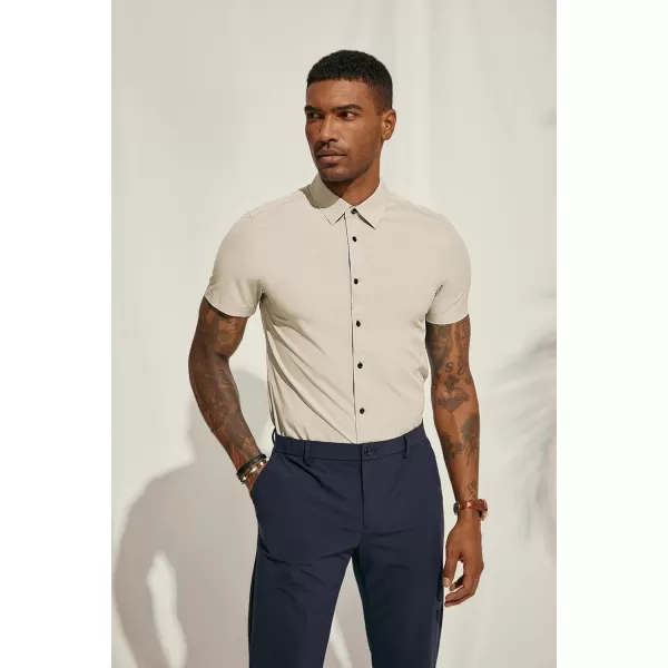 PJ PAUL JONES Mens Short Sleeve Button Down Shirts Wrinkle Free Stretch Dress Shirts for Men Casual Formal Shirt