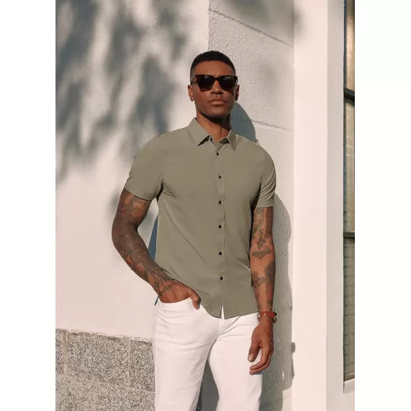 PJ PAUL JONES Mens Short Sleeve Button Down Shirts Wrinkle Free Stretch Dress Shirts for Men Casual Formal Shirt
