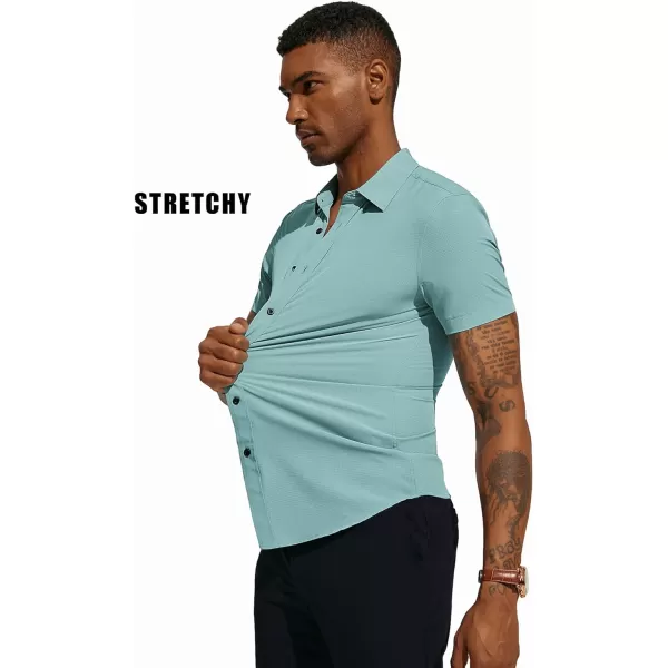 PJ PAUL JONES Mens Short Sleeve Button Down Shirts Wrinkle Free Stretch Dress Shirts for Men Casual Formal Shirt