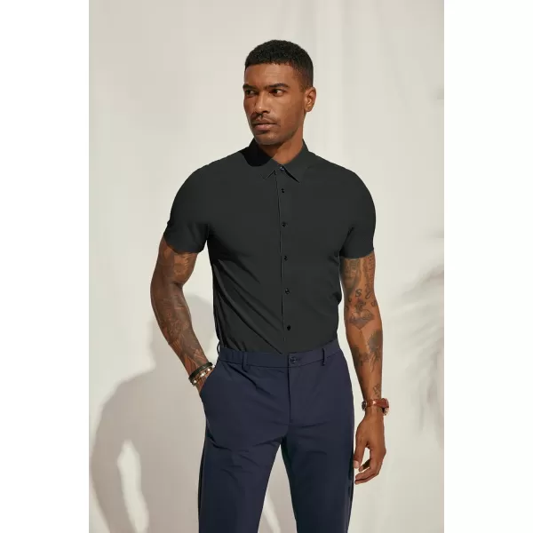 PJ PAUL JONES Mens Short Sleeve Button Down Shirts Wrinkle Free Stretch Dress Shirts for Men Casual Formal Shirt