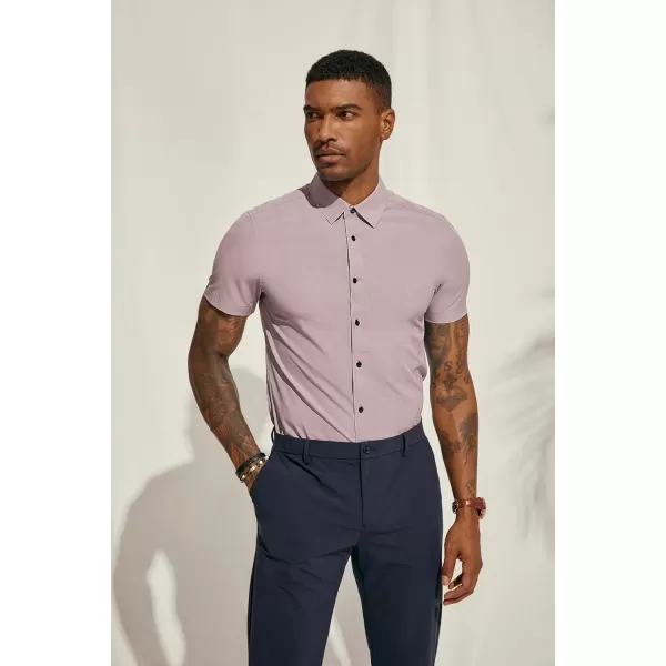 PJ PAUL JONES Mens Short Sleeve Button Down Shirts Wrinkle Free Stretch Dress Shirts for Men Casual Formal Shirt