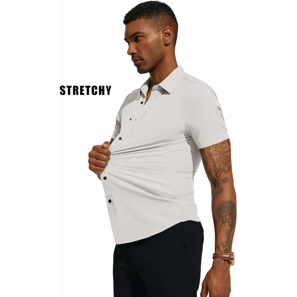 PJ PAUL JONES Mens Short Sleeve Button Down Shirts Wrinkle Free Stretch Dress Shirts for Men Casual Formal Shirt