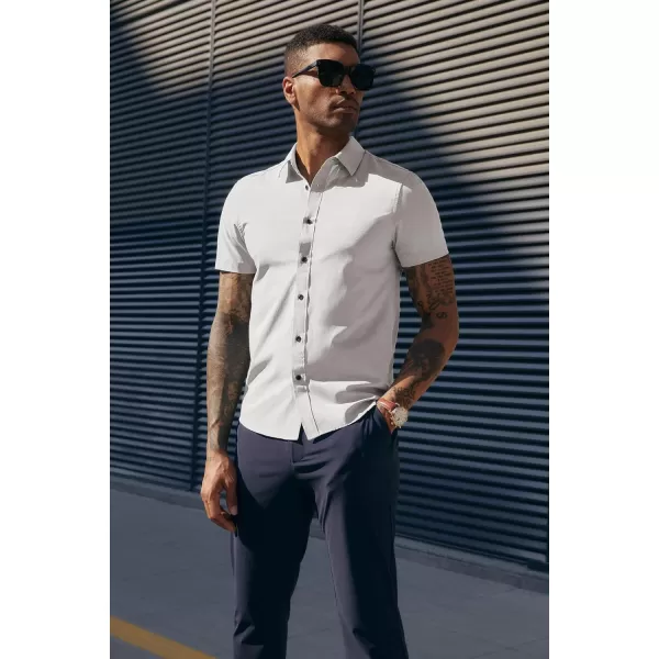 PJ PAUL JONES Mens Short Sleeve Button Down Shirts Wrinkle Free Stretch Dress Shirts for Men Casual Formal Shirt