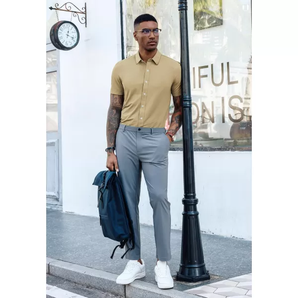 PJ PAUL JONES Mens Short Sleeve Casual Button Down Shirts 4-Way Stretch Travel Dress Shirt