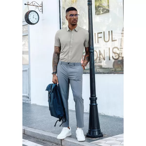 PJ PAUL JONES Mens Short Sleeve Casual Button Down Shirts 4-Way Stretch Travel Dress Shirt