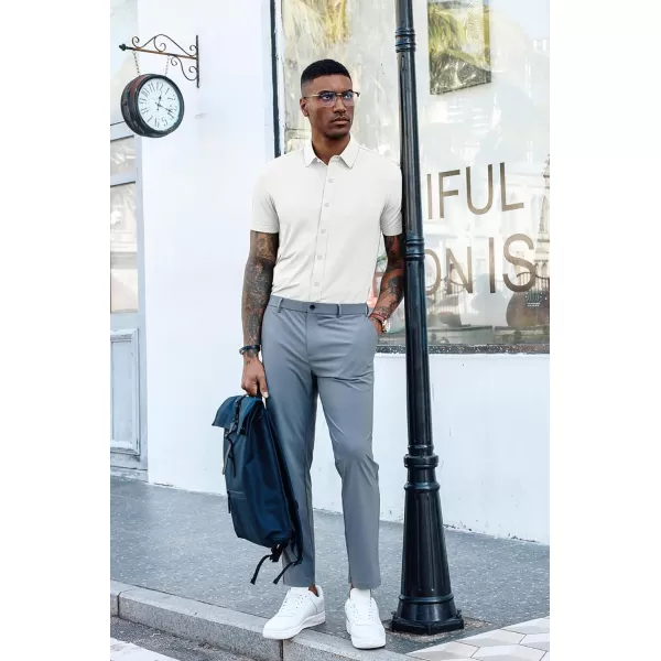 PJ PAUL JONES Mens Short Sleeve Casual Button Down Shirts 4-Way Stretch Travel Dress Shirt