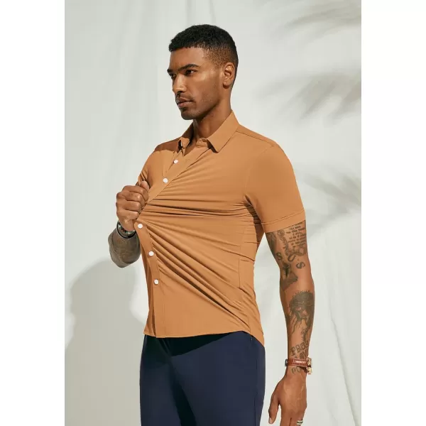 PJ PAUL JONES Mens Short Sleeve Casual Button Down Shirts 4-Way Stretch Travel Dress Shirt