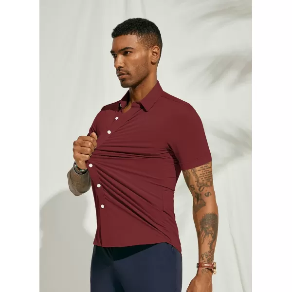 PJ PAUL JONES Mens Short Sleeve Casual Button Down Shirts 4-Way Stretch Travel Dress Shirt