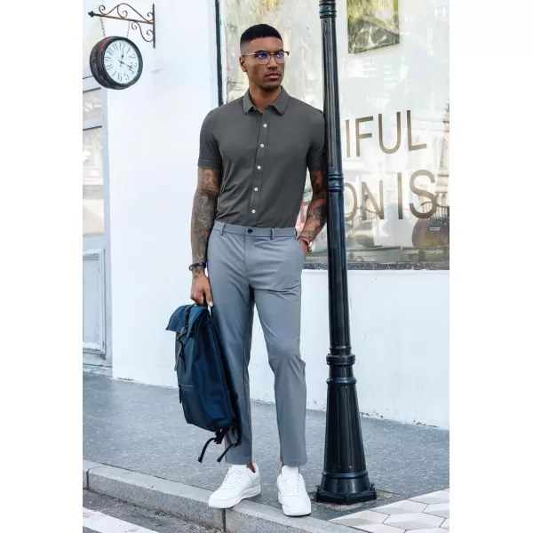 PJ PAUL JONES Mens Short Sleeve Casual Button Down Shirts 4-Way Stretch Travel Dress Shirt