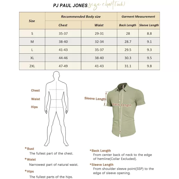 PJ PAUL JONES Mens Short Sleeve Casual Button Down Shirts 4-Way Stretch Travel Dress Shirt