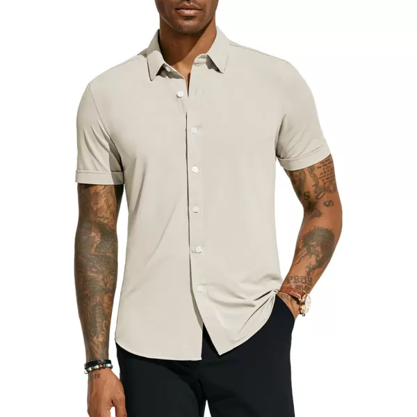 PJ PAUL JONES Mens Short Sleeve Casual Button Down Shirts 4-Way Stretch Travel Dress Shirt