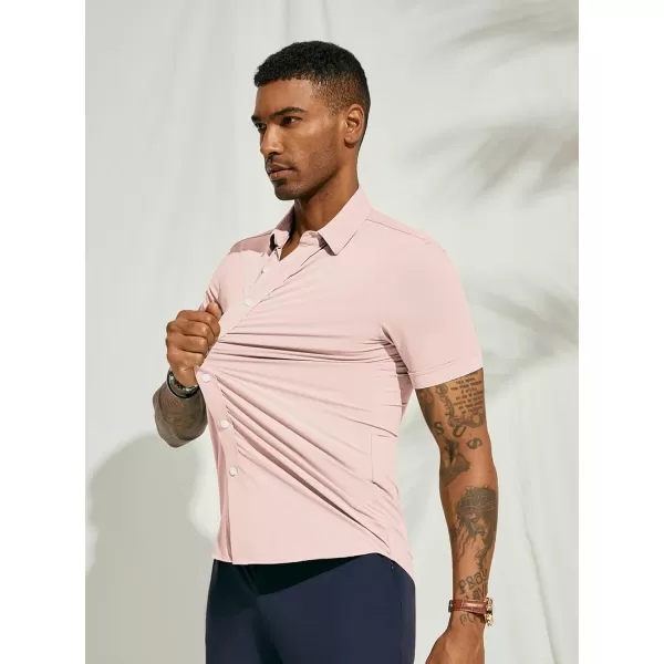 PJ PAUL JONES Mens Short Sleeve Casual Button Down Shirts 4-Way Stretch Travel Dress Shirt