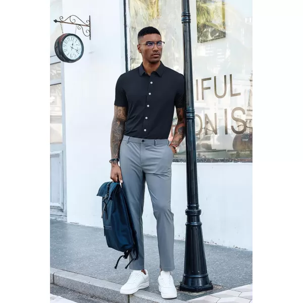 PJ PAUL JONES Mens Short Sleeve Casual Button Down Shirts 4-Way Stretch Travel Dress Shirt