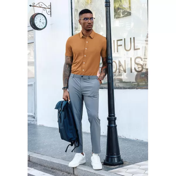 PJ PAUL JONES Mens Short Sleeve Casual Button Down Shirts 4-Way Stretch Travel Dress Shirt