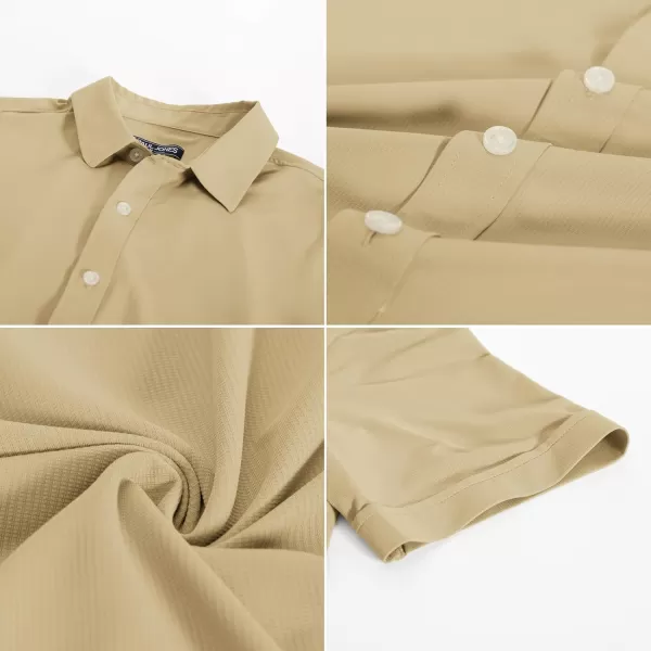 PJ PAUL JONES Mens Short Sleeve Casual Button Down Shirts 4-Way Stretch Travel Dress Shirt