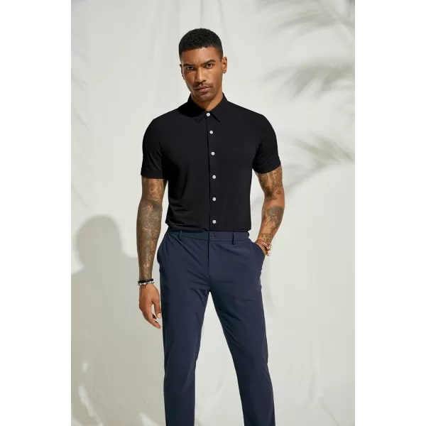 PJ PAUL JONES Mens Short Sleeve Casual Button Down Shirts 4-Way Stretch Travel Dress Shirt