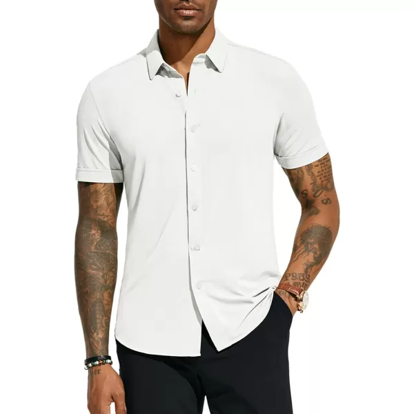 PJ PAUL JONES Mens Short Sleeve Casual Button Down Shirts 4-Way Stretch Travel Dress Shirt