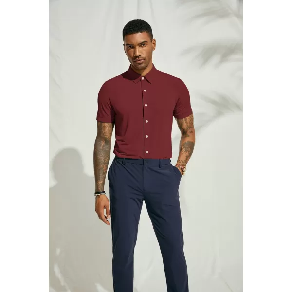PJ PAUL JONES Mens Short Sleeve Casual Button Down Shirts 4-Way Stretch Travel Dress Shirt